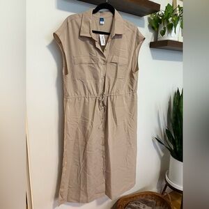 Old Navy waist defined midi utility shirt dress petite large